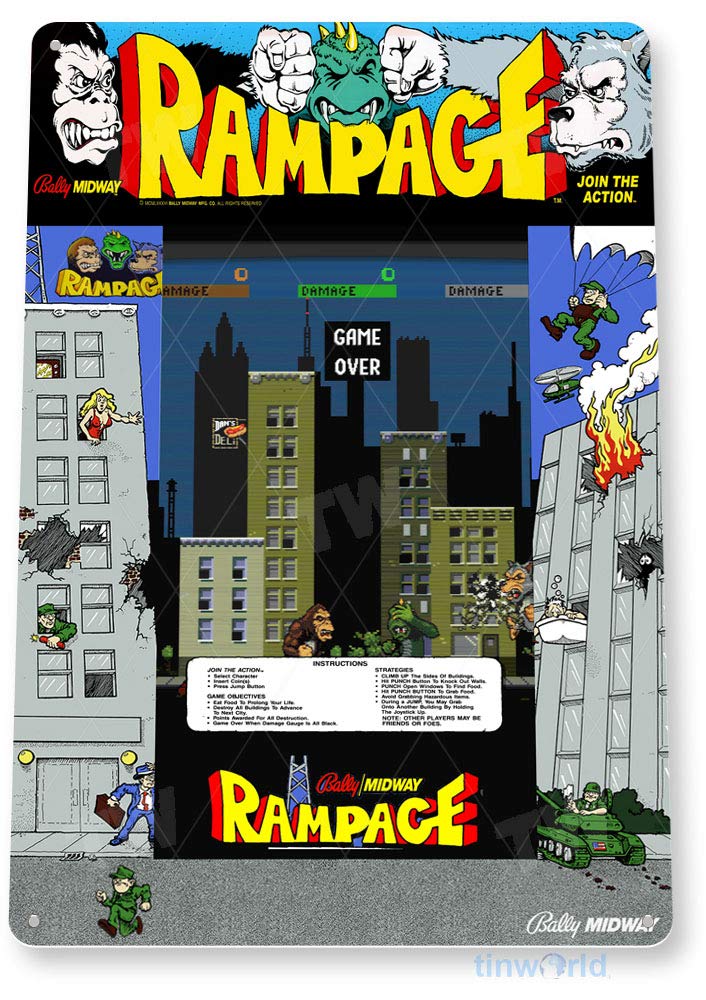 Gaming Console Shop - TIN SIGN Rampage Arcade Bord Speelkamer