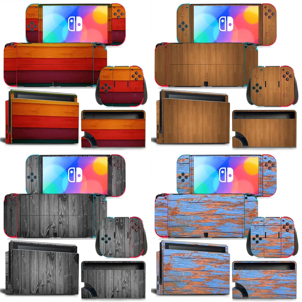 Console Skin Wrap - Voor Nintendo Switch OLED Houtnerf Skin